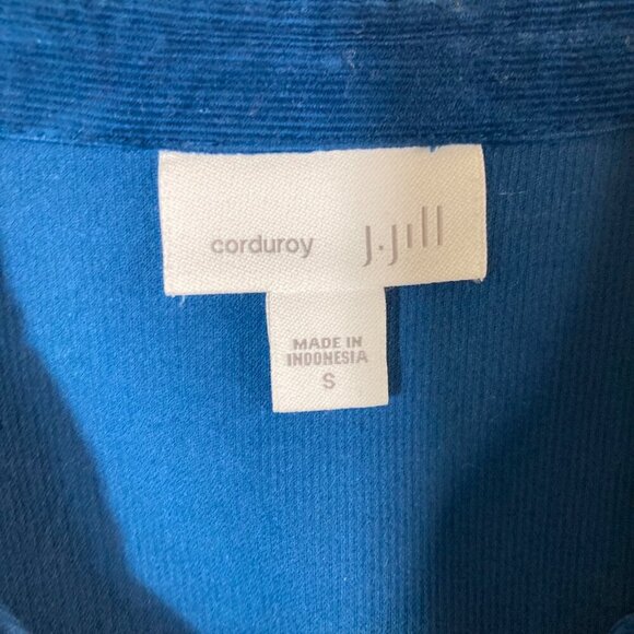 Womens J Jill Corduroy Button Shirt Jacket Shacket Teal Blue S Cotton Pockets - Picture 7 of 8